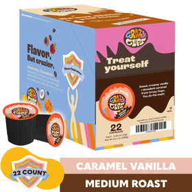 Crazy Cups vanilla caramel pod closeup: creamy flavor in every cup