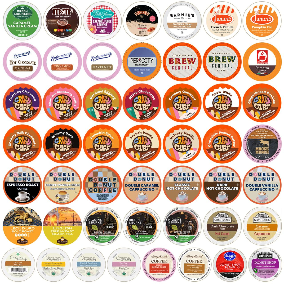 Crazy Cups 50-count variety pack front view for Keurig machines