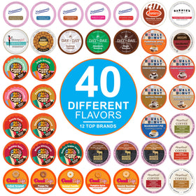 Crazy Cups variety pack box with assorted flavored coffee pods for versatile mornings.