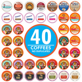 Crazy Cups variety pack flavors displayed for Keurig brewers, offering a wide tasting lineup.