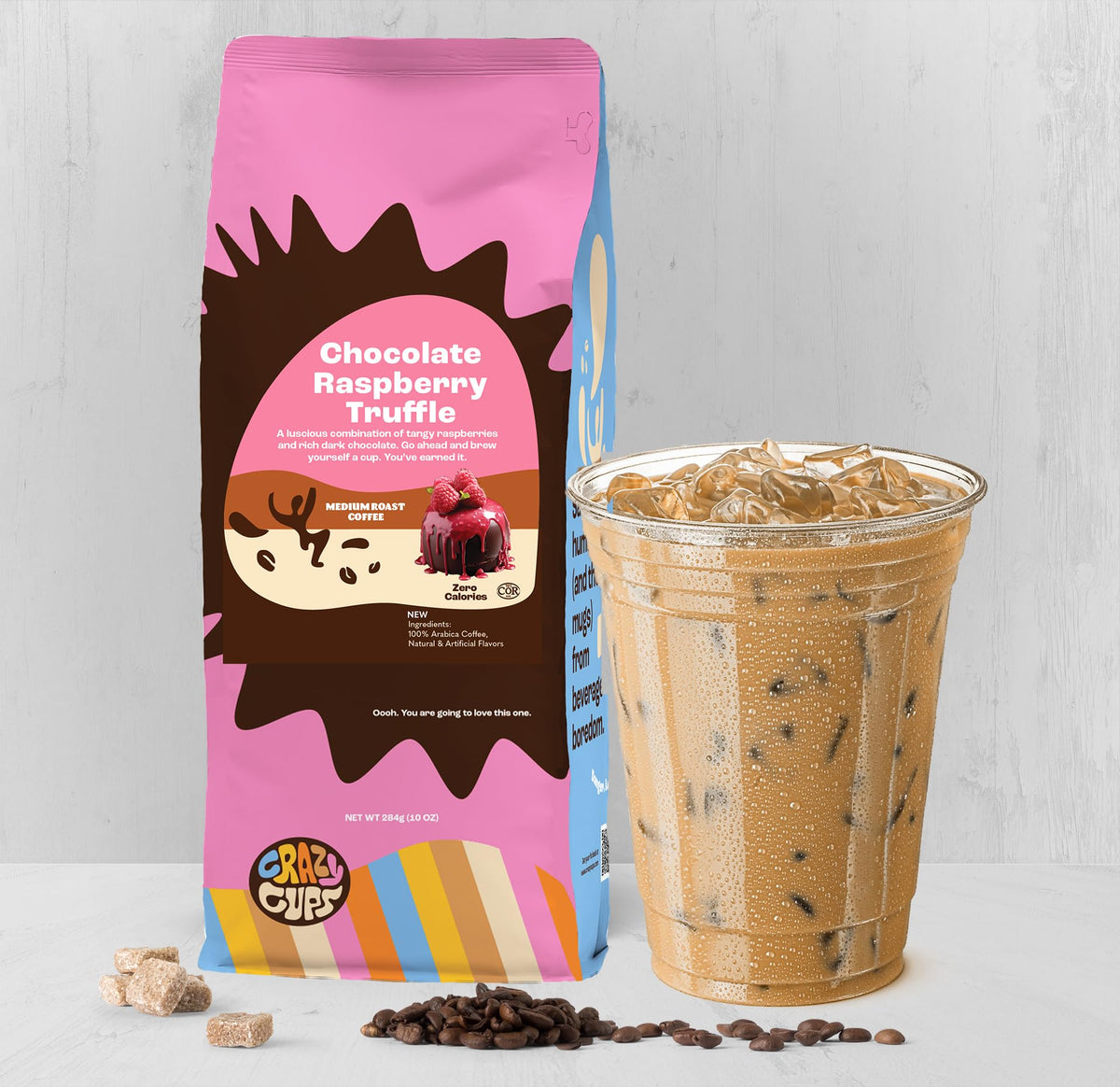 Crazy Cups variety-pack packaging showing three flavors for gifting or tastings.