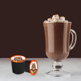 Finished cup of Crazy Cups white hot chocolate ready to enjoy