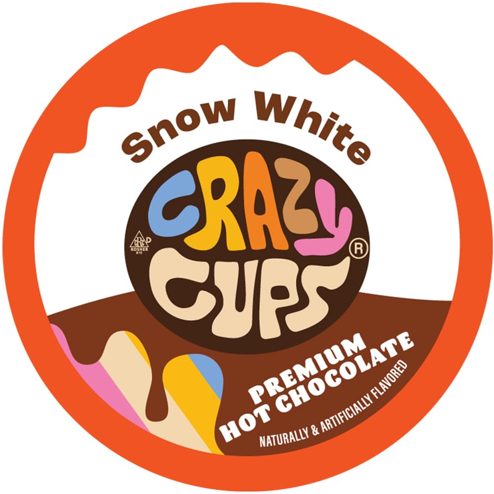 Close-up of Crazy Cups white hot chocolate pod highlighting creamy texture