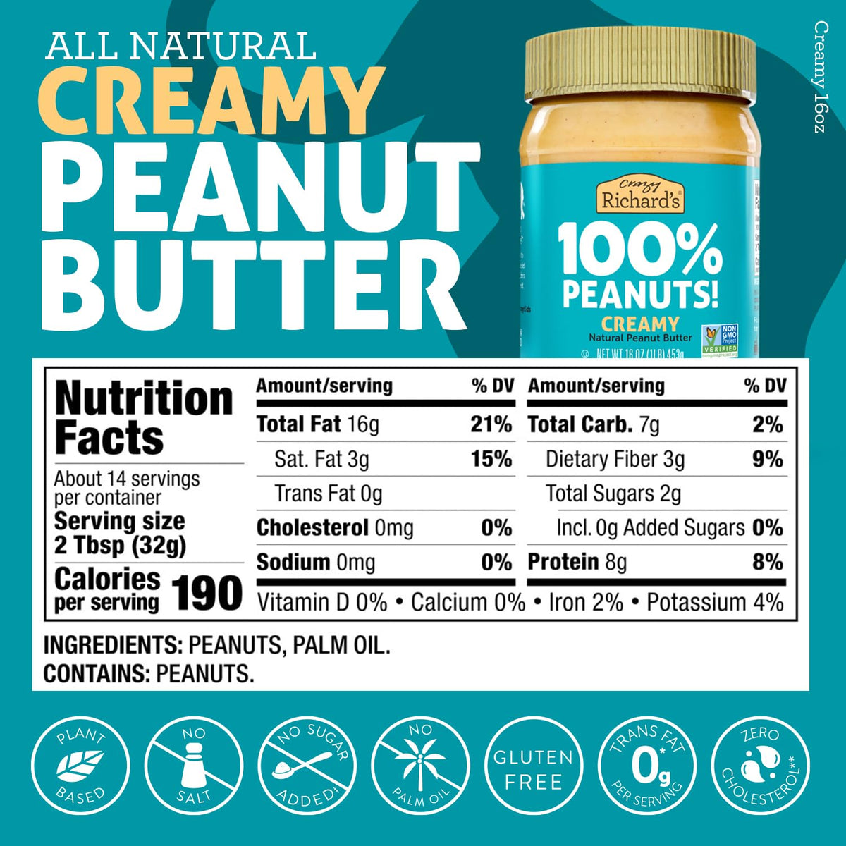Crazy Richard's creamy peanut butter on a spoon ready for quick bites