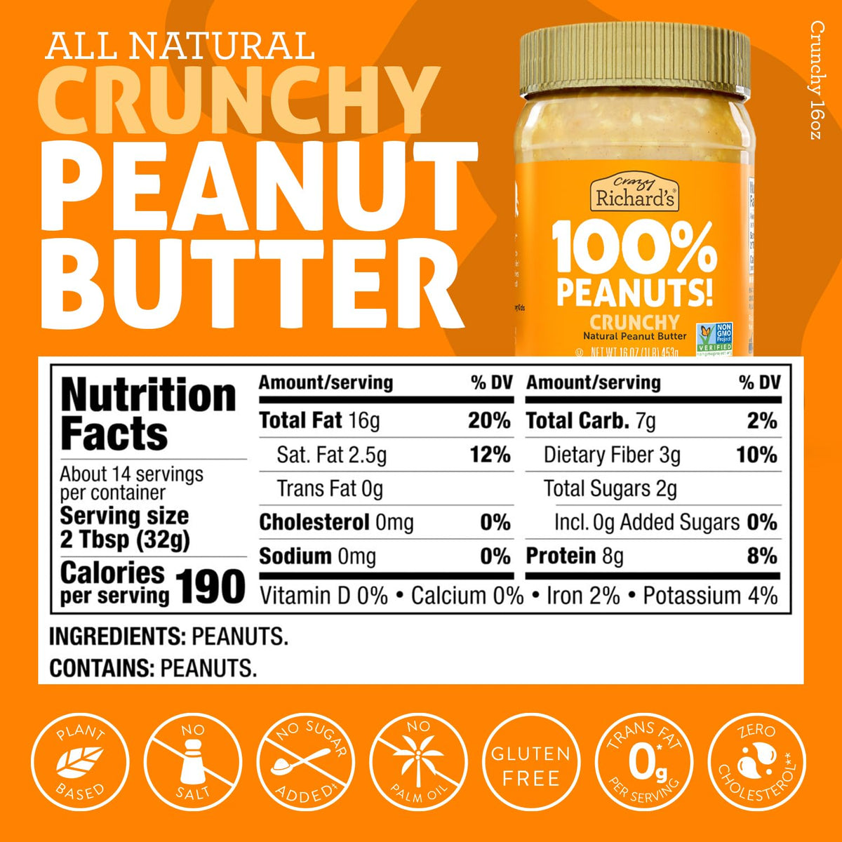 Crazy Richard's crunchy peanut butter with visible bits for textured bites.