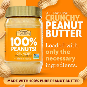 Spoonful of Crazy Richard's crunchy peanut butter on toast for a quick snack.