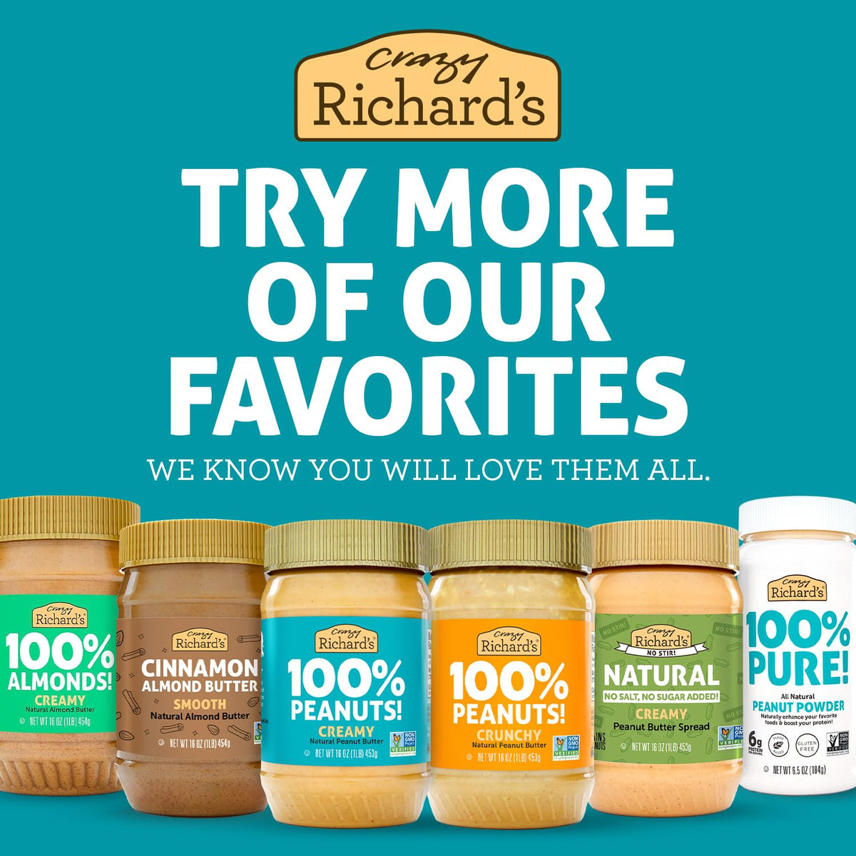 Crazy Richard's gluten-free facility logo beside peanut butter packaging
