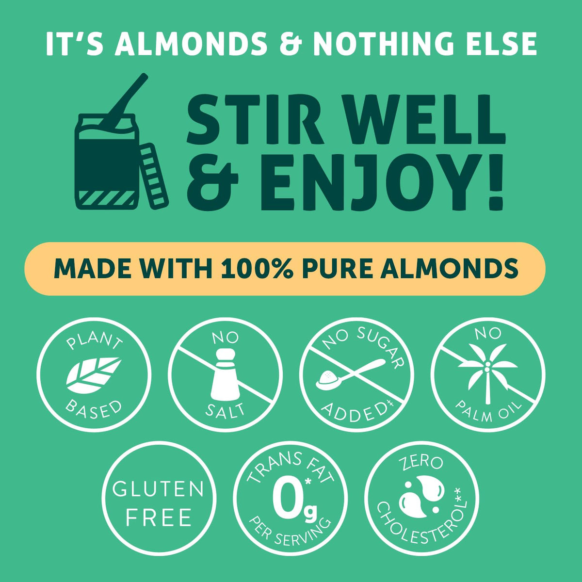 No added sugar label on Crazy Richard's almond butter emphasizes unsweetened flavor.