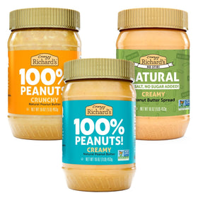 Crazy Richard's creamy no-stir peanut butter jar showing smooth, inviting spreadability.