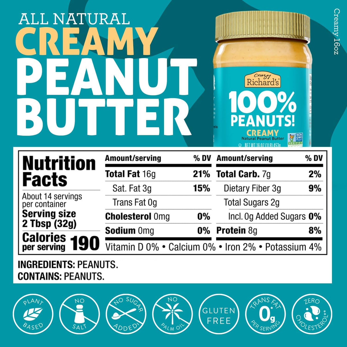 Crazy Richard's crunchy peanut butter jar with peanut bits for texture