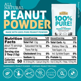 Crazy Richard's peanut butter powder in a shake glass for smoothies.