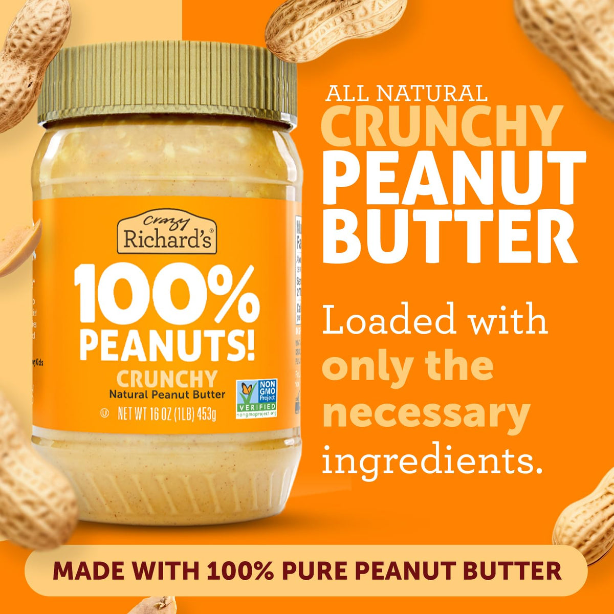 Stir-to-enjoy action with oil separation in Crazy Richard's peanut butter.