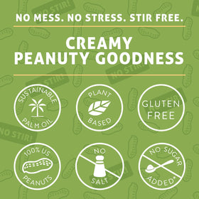 Two-pack Crazy Richard's peanut butter on a pantry shelf for convenient storage.