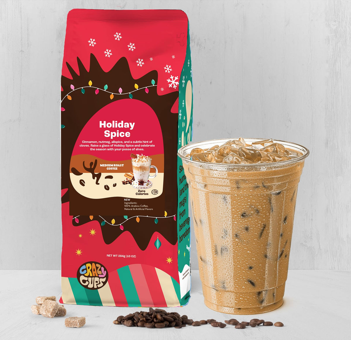 Crazy Cups Holiday Variety Pack display – three flavors for seasonal tastings.