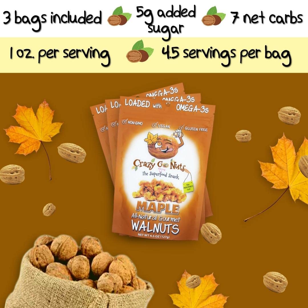 CrazyGoNuts Maple Walnuts glazed bowl displaying ready-to-eat snack