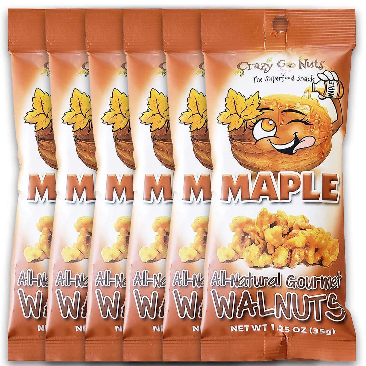 CrazyGoNuts maple walnuts glazed snack in a 6-pack for on-the-go energy