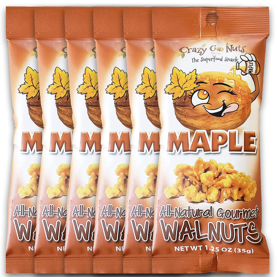 CrazyGoNuts maple walnuts glazed snack in a 6-pack for on-the-go energy