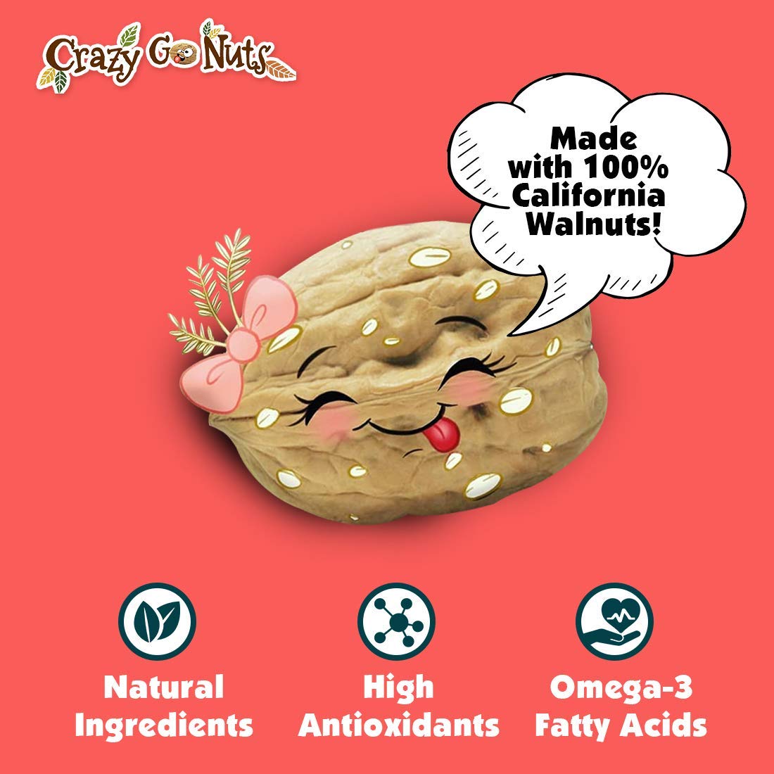 CrazyGoNuts No artificial colors label highlights all-natural ingredients.