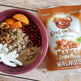 CrazyGoNuts Sweet Sampler Walnuts—three flavors Maple, Banana, Oatmeal Cookie.