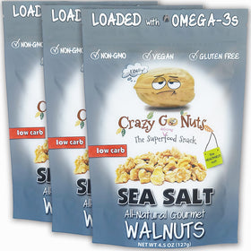 CrazyGoNuts Walnuts Plain with Sea Salt pack for on-the-go keto-friendly snacking.