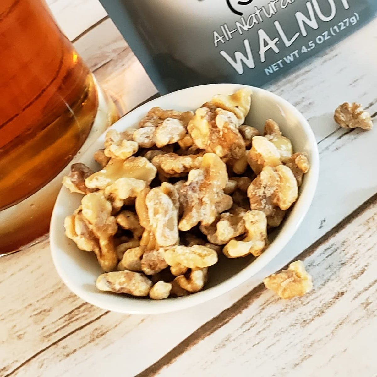 CrazyGoNuts Walnuts Plain with Sea Salt serving suggestion over yogurt or salad.