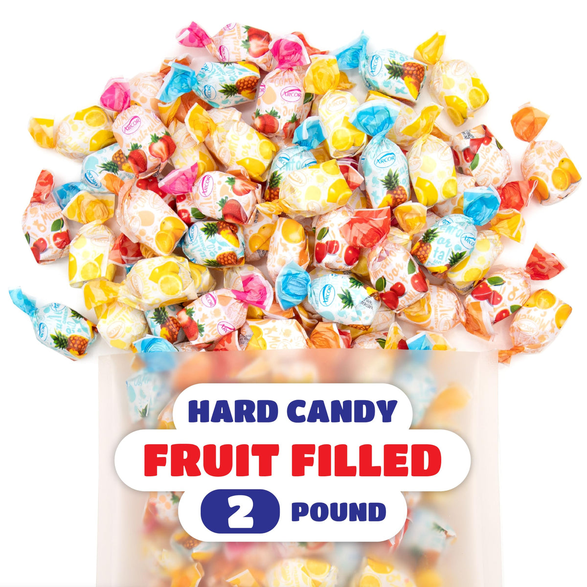 CRAZYOUTLET Arcor fruit-filled candy close-up of individually wrapped pieces