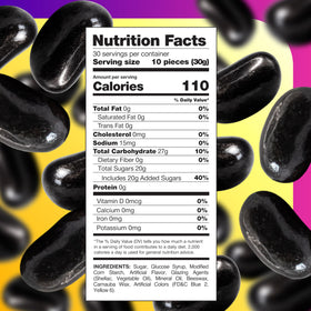 CrazyOutlet black licorice jelly beans showing chewy center and smooth coating for classic texture.