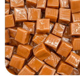 CRAZYOUTLET Caramel Cubes 2lb pack offers creamy vanilla indulgence perfect for parties