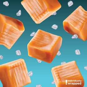 CRAZYOUTLET Sea Salt Caramel Cubes individually wrapped close-up for gifting