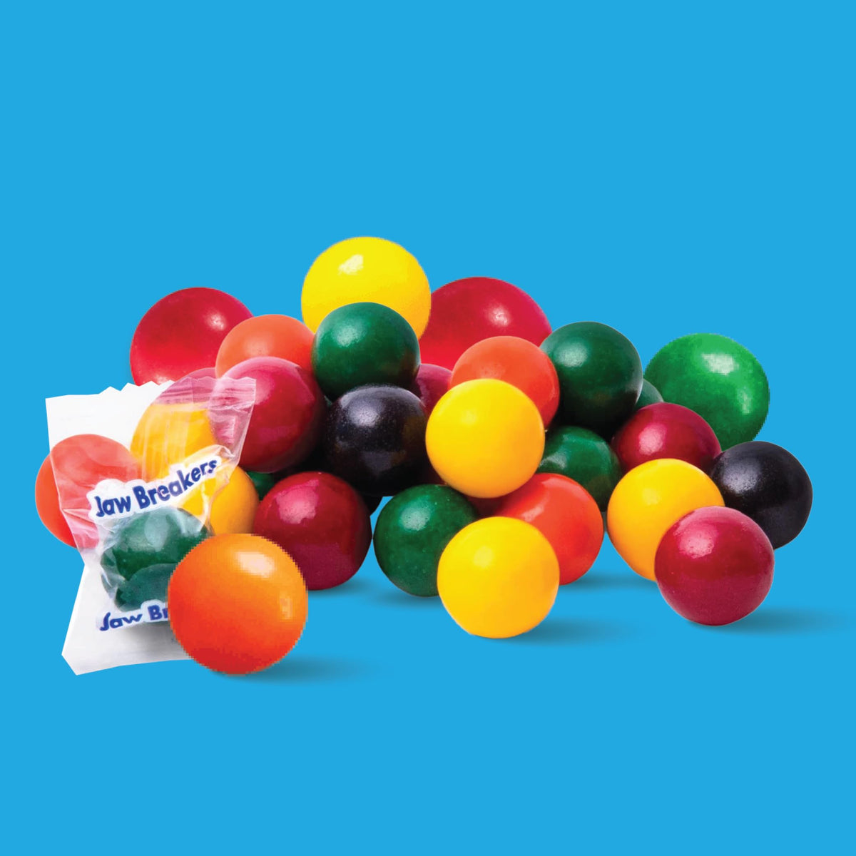 CrazyOutlet Jaw Breakers with assorted fruit flavors, colorful nostalgic hard candy.