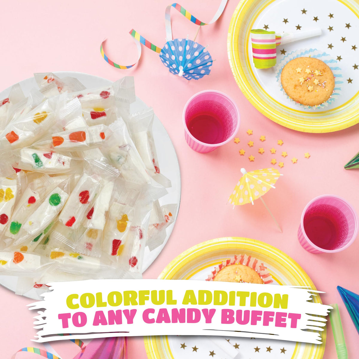 CRAZYOUTLET Jujube Nougat with fruity jelly bits adds vibrant flavor to chewy bites.