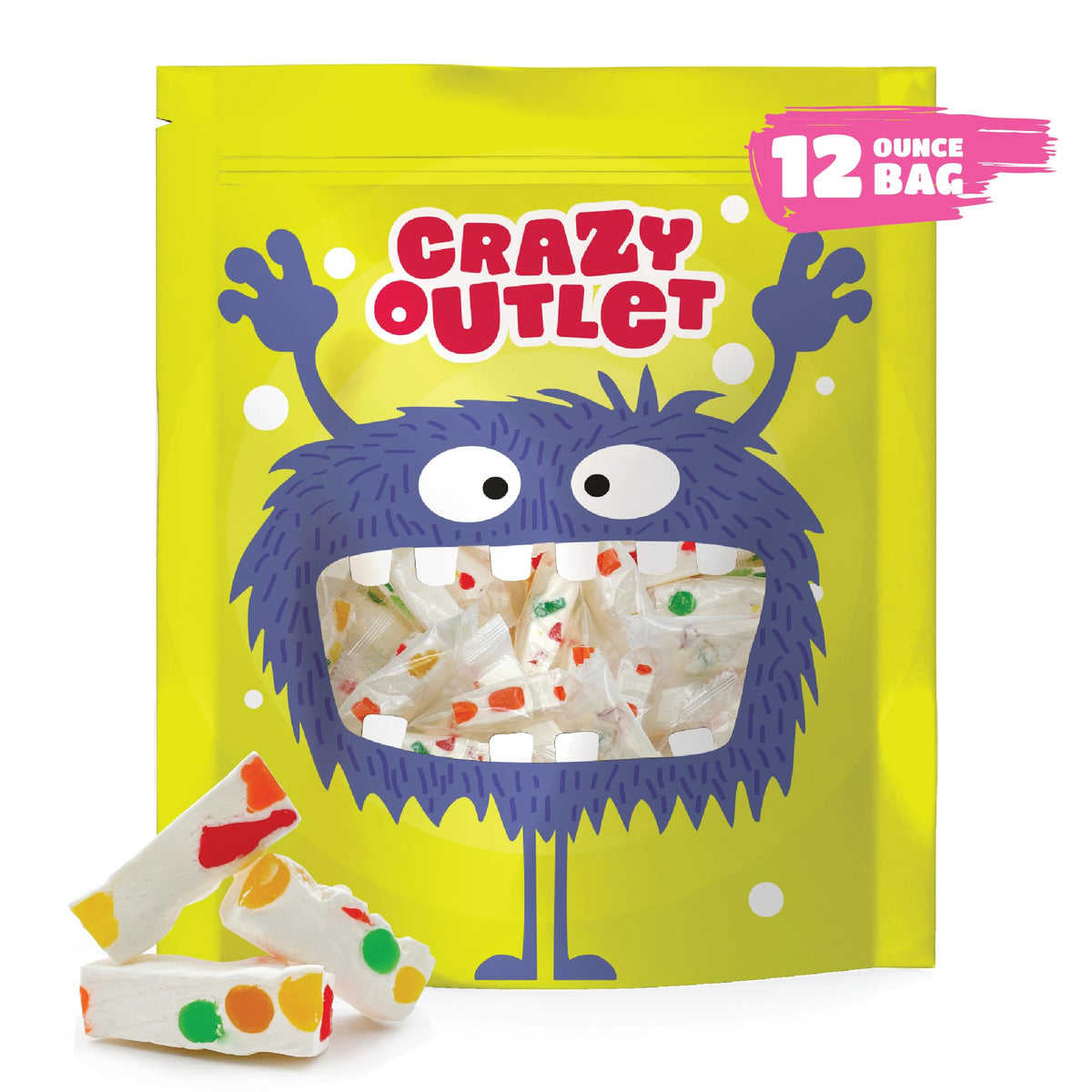 Individually wrapped CRAZYOUTLET Jujube Nougat pieces for easy carrying and snacking.