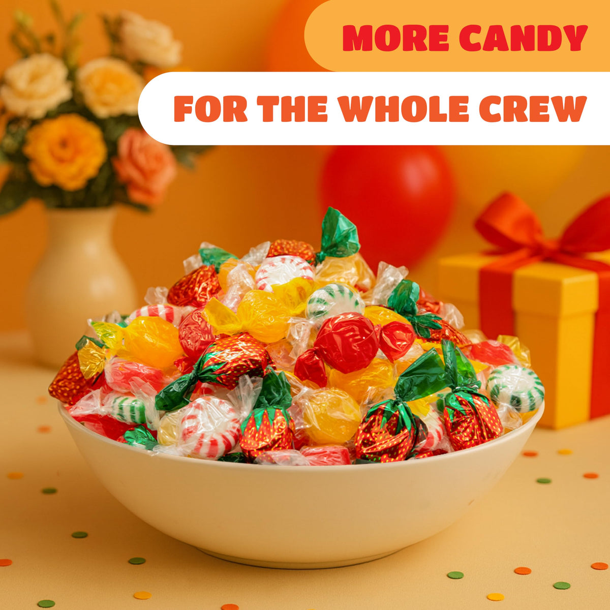 CRAZYOUTLET Old Fashioned Candy Assortment cinnamon candy in colorful spread, festive appeal.