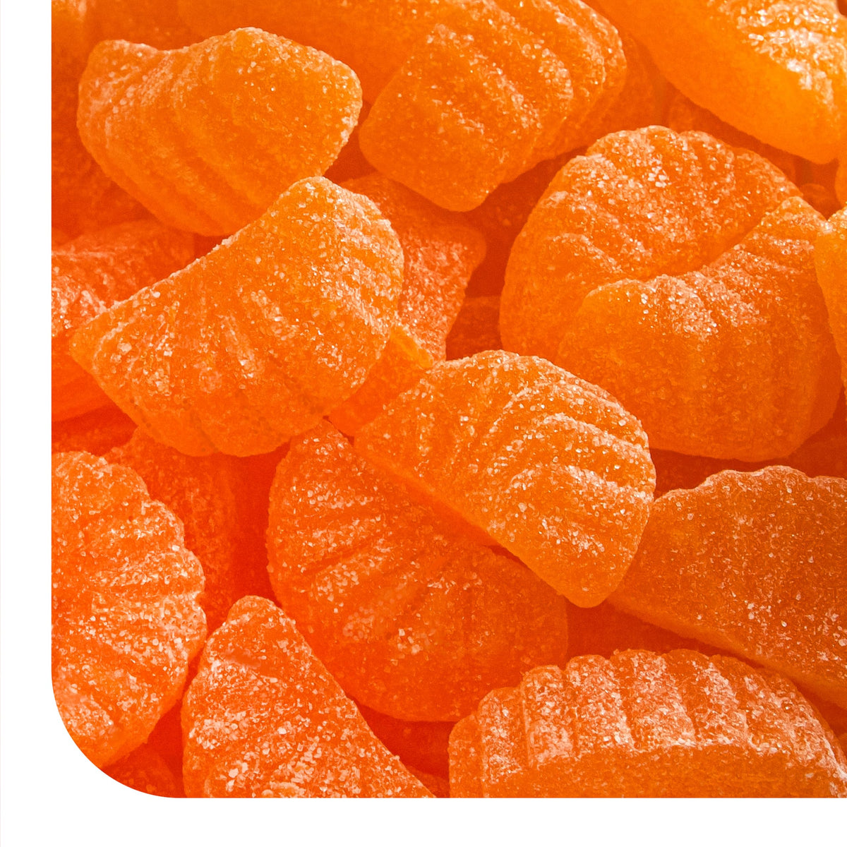 CRAZYOUTLET orange slices in a 2lb bag for party snacking.