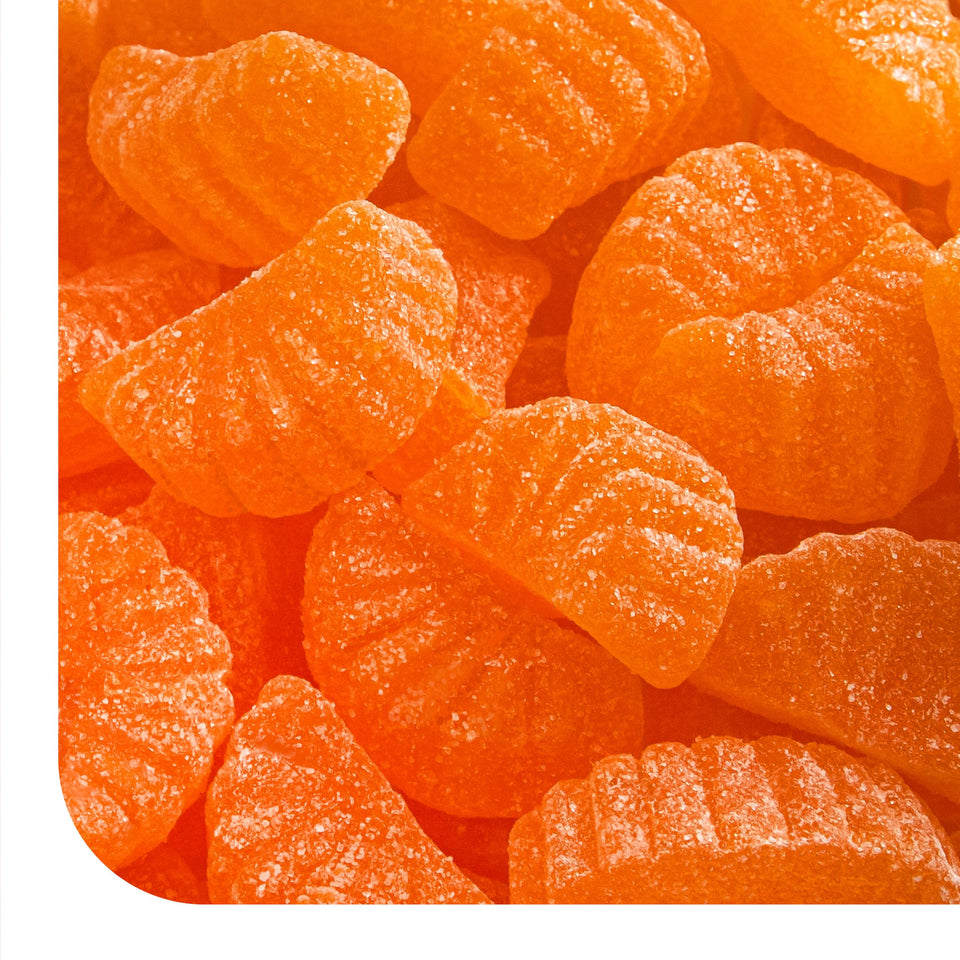 CRAZYOUTLET orange slices in a 2lb bag for party snacking.