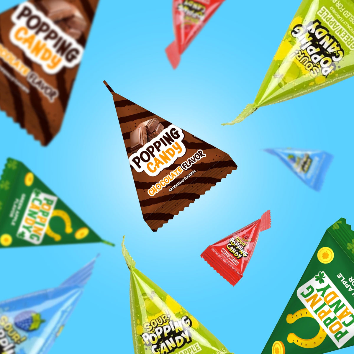 CrazyOutlet popping rock candy pieces showcase vibrant flavors and crunch.