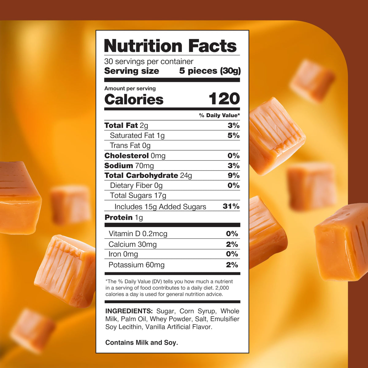CRAZYOUTLET Vanilla caramel cubes individually wrapped for easy gifting.