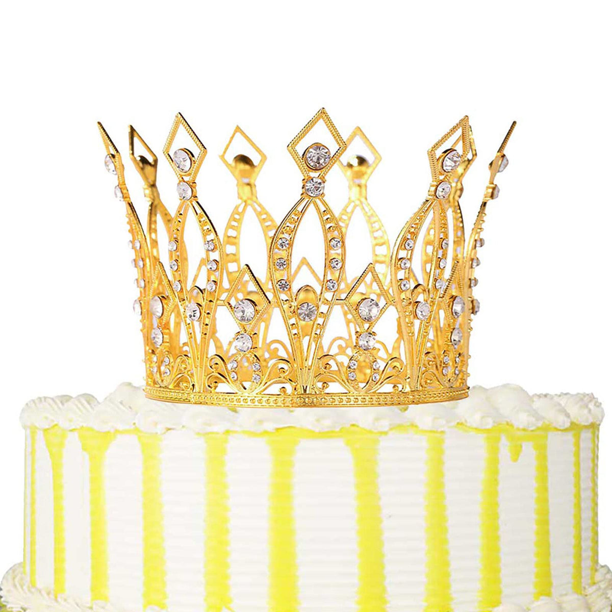 Creaides luxury crown topper in gold suits prince and princess party themes