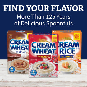 Cream of Wheat Cocoa kitchen scene shows easy prep in minutes.