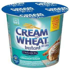 Cream of Wheat To-Go Cup in Cinnabon flavor ready for a quick breakfast