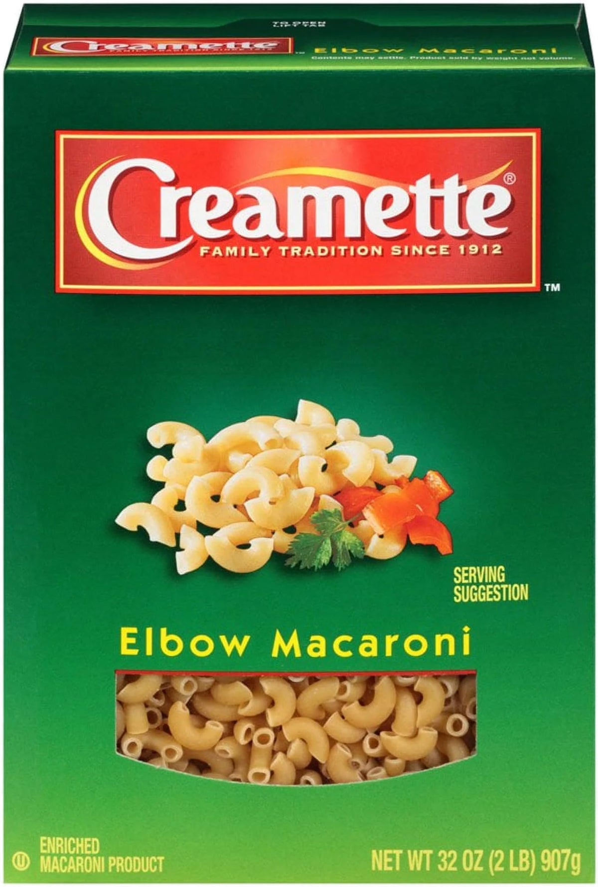 Creamette elbow macaroni dry pasta, enriched semolina for firm shapes.