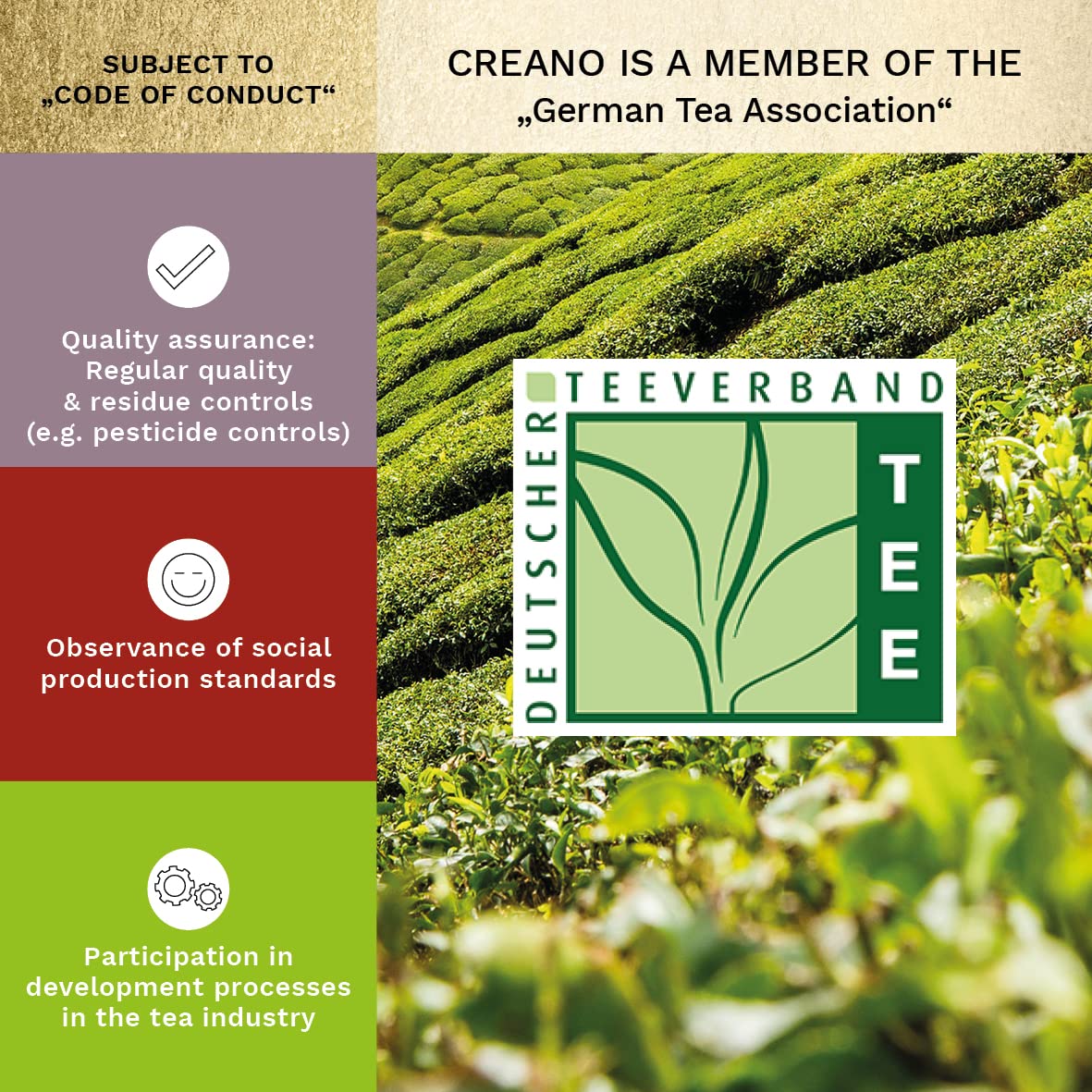 Creano blooming black tea with rose and peony accents.