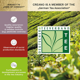 Creano blooming black tea with rose and peony accents.
