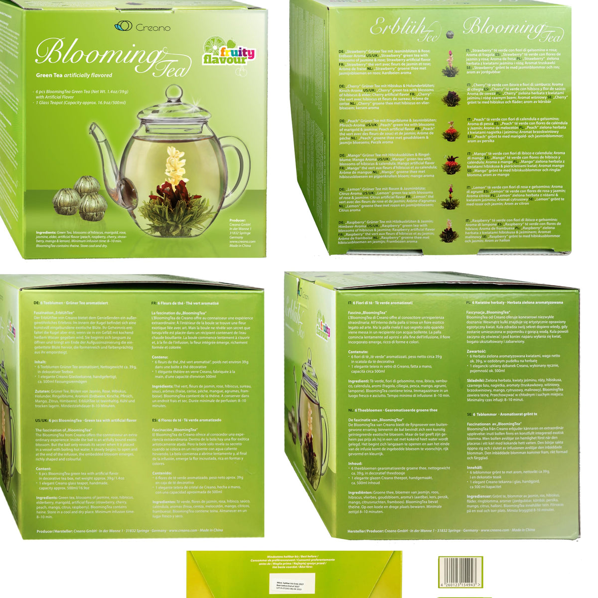 Creano Blooming Tea insulated glass teapot preserves heat for longer pours.