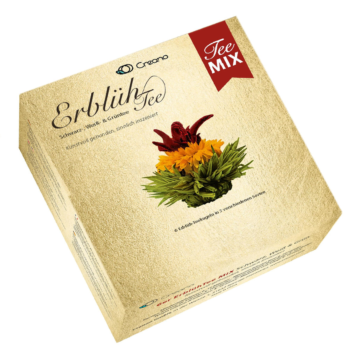 Creano jasmine and rose bloom tea with vibrant color and fragrance.