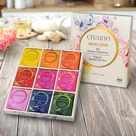 Brewed cup of Creano tea with steam and color