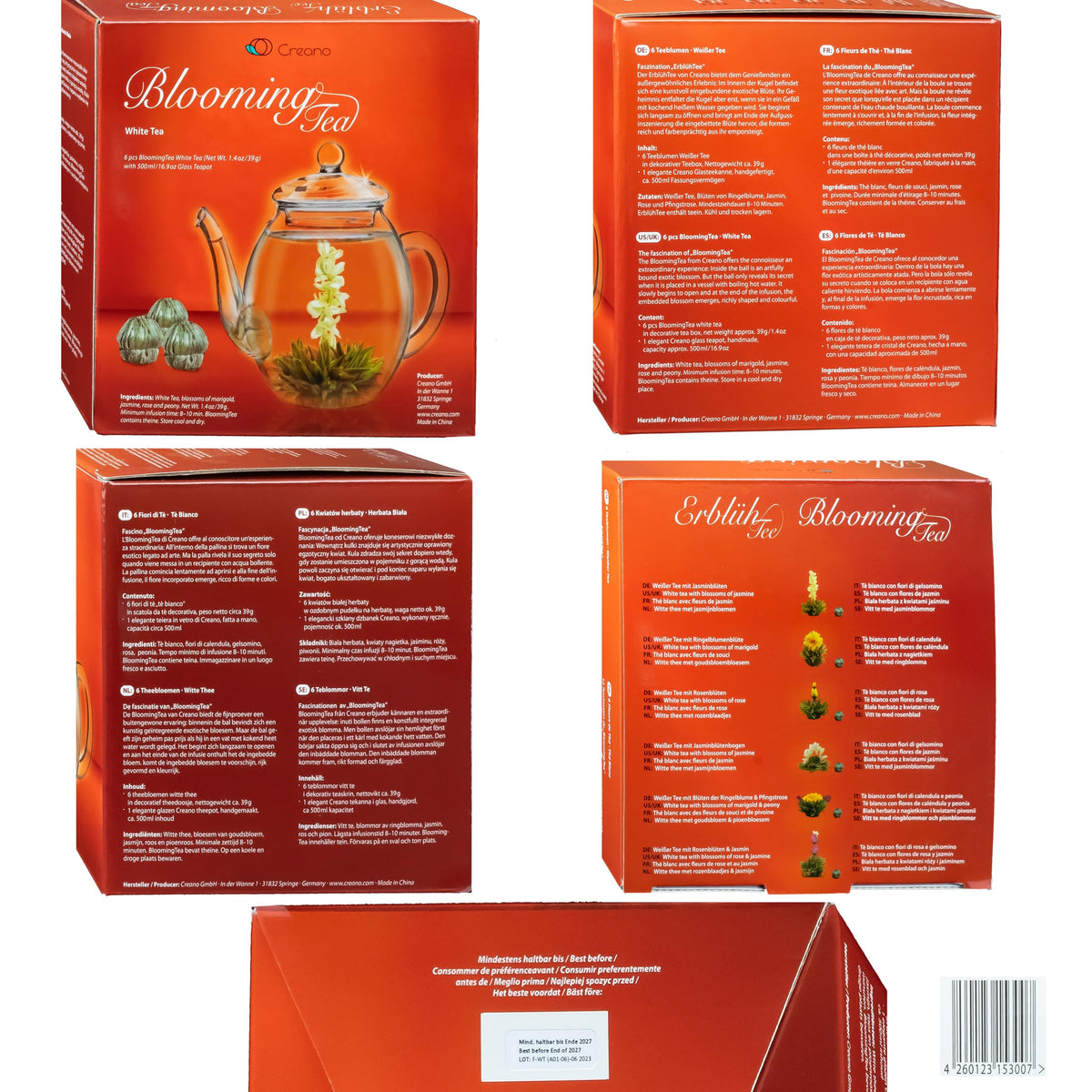 Serving Creano blooming tea in a glass cup for social moments.
