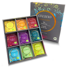 Creano Organic Herbal Tea Sampler gift-ready box, elegant packaging for special occasions.