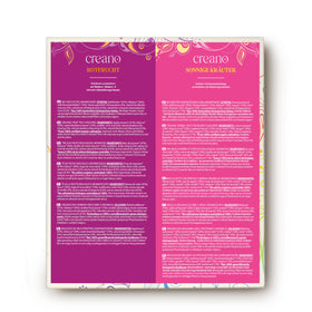 Closeup of Creano tea bags highlighting ingredients and aroma