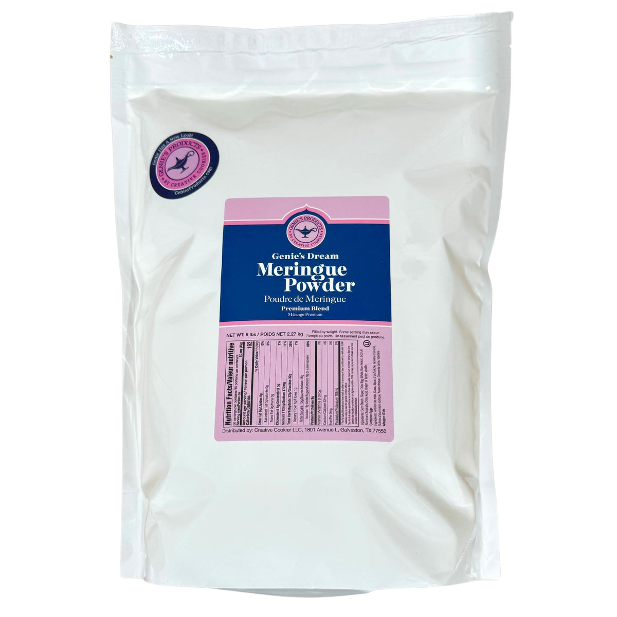 Creative Cookier Genie's Dream Meringue Powder in an 80 oz pouch for reliable baking results.